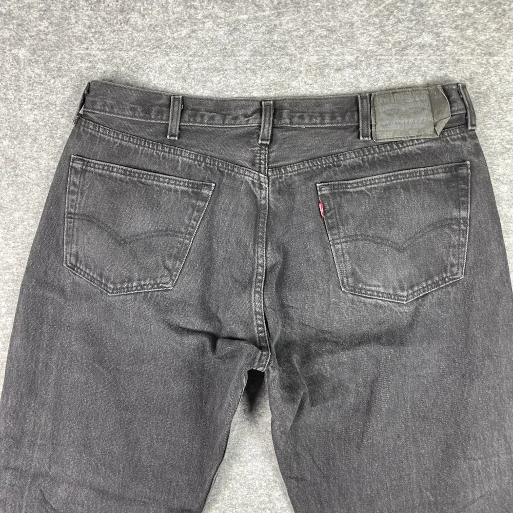 Levis Jeans Mens 42x32 (Fits 38x29) Black 501 Original Fit Straight Leg Denim
